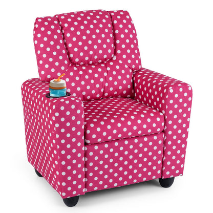 Kids Recliner Chair Push Back Toddler Reclining Armchair with Cup Holder-White