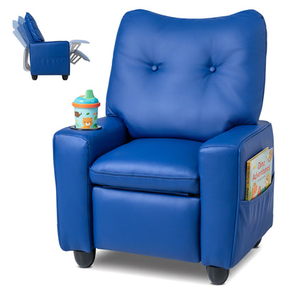 Kids Recliner with Cup Holder Armrests and Adjustable Backrest for Playroom-Black