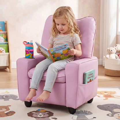 Kids Recliner with Cup Holder Armrests and Adjustable Backrest for Playroom-Black