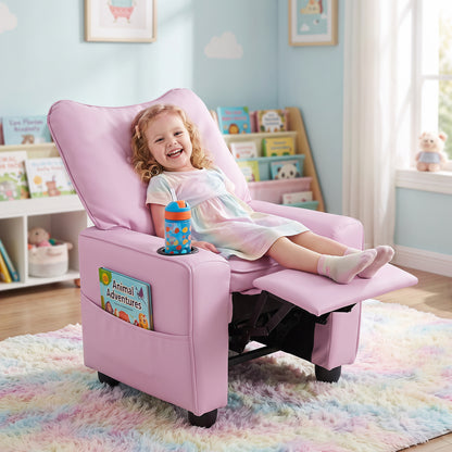 Kids Recliner with Cup Holder Armrests and Adjustable Backrest for Playroom-Black