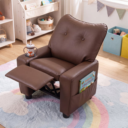 Kids Recliner with Cup Holder Armrests and Adjustable Backrest for Playroom-Black