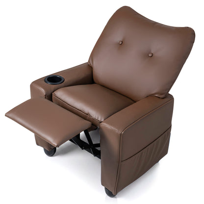Kids Recliner with Cup Holder Armrests and Adjustable Backrest for Playroom-Black