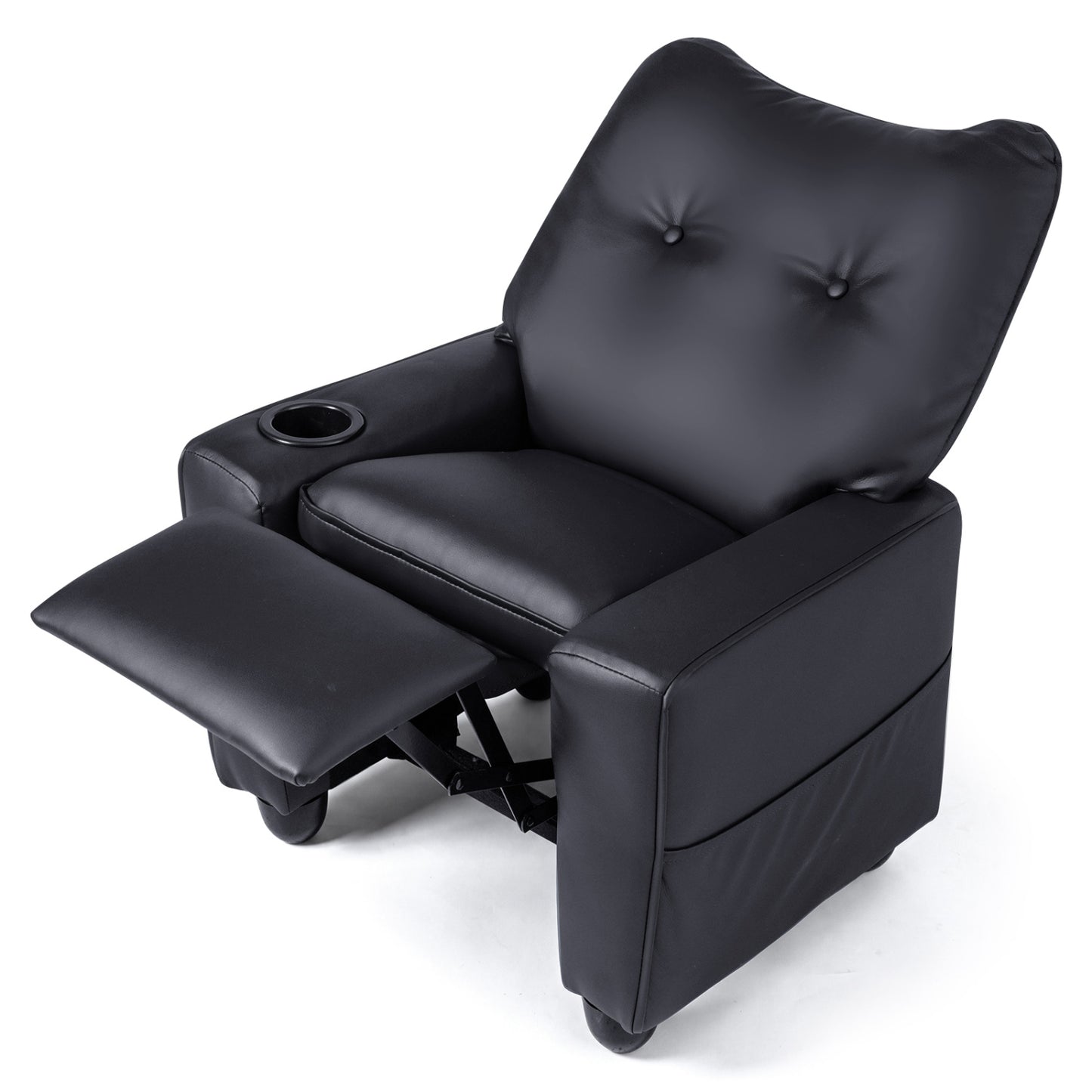Kids Recliner with Cup Holder Armrests and Adjustable Backrest for Playroom-Black
