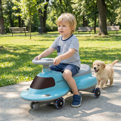 Kids Ride On Toy with Under-seat Storage and LED Flashing Wheels-Blue