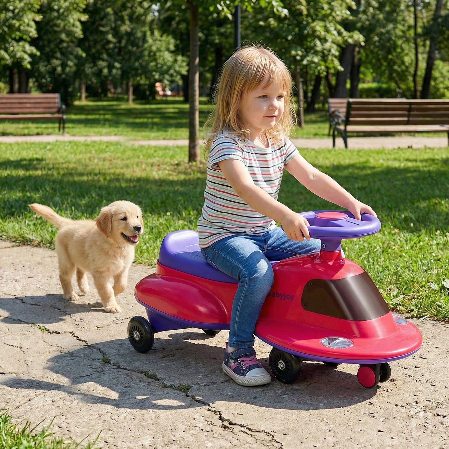 Kids Ride On Toy with Under-seat Storage and LED Flashing Wheels-Blue