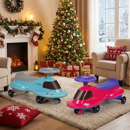 Kids Ride On Toy with Under-seat Storage and LED Flashing Wheels-Blue