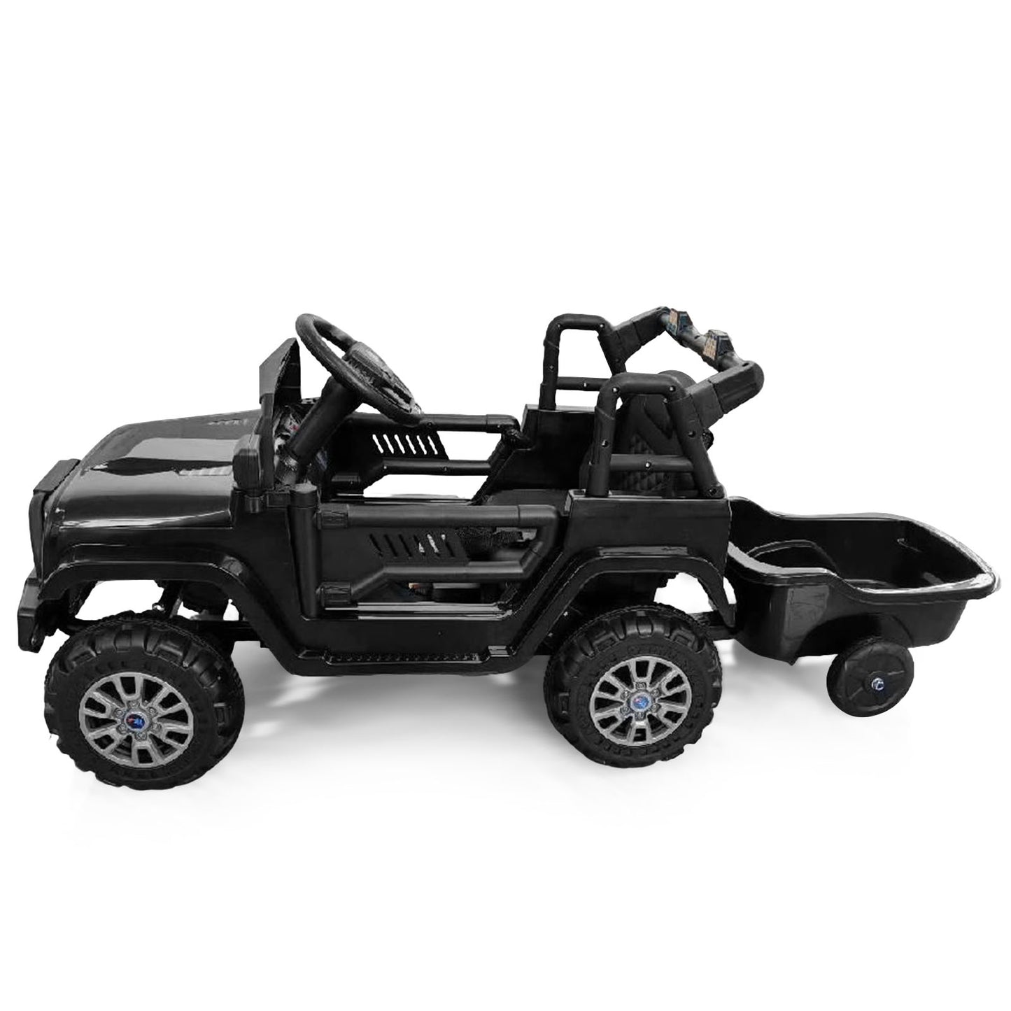 Kids Ride On UTV Car with Detachable Trailer 12V Battery Powered Ride On Truck-Black
