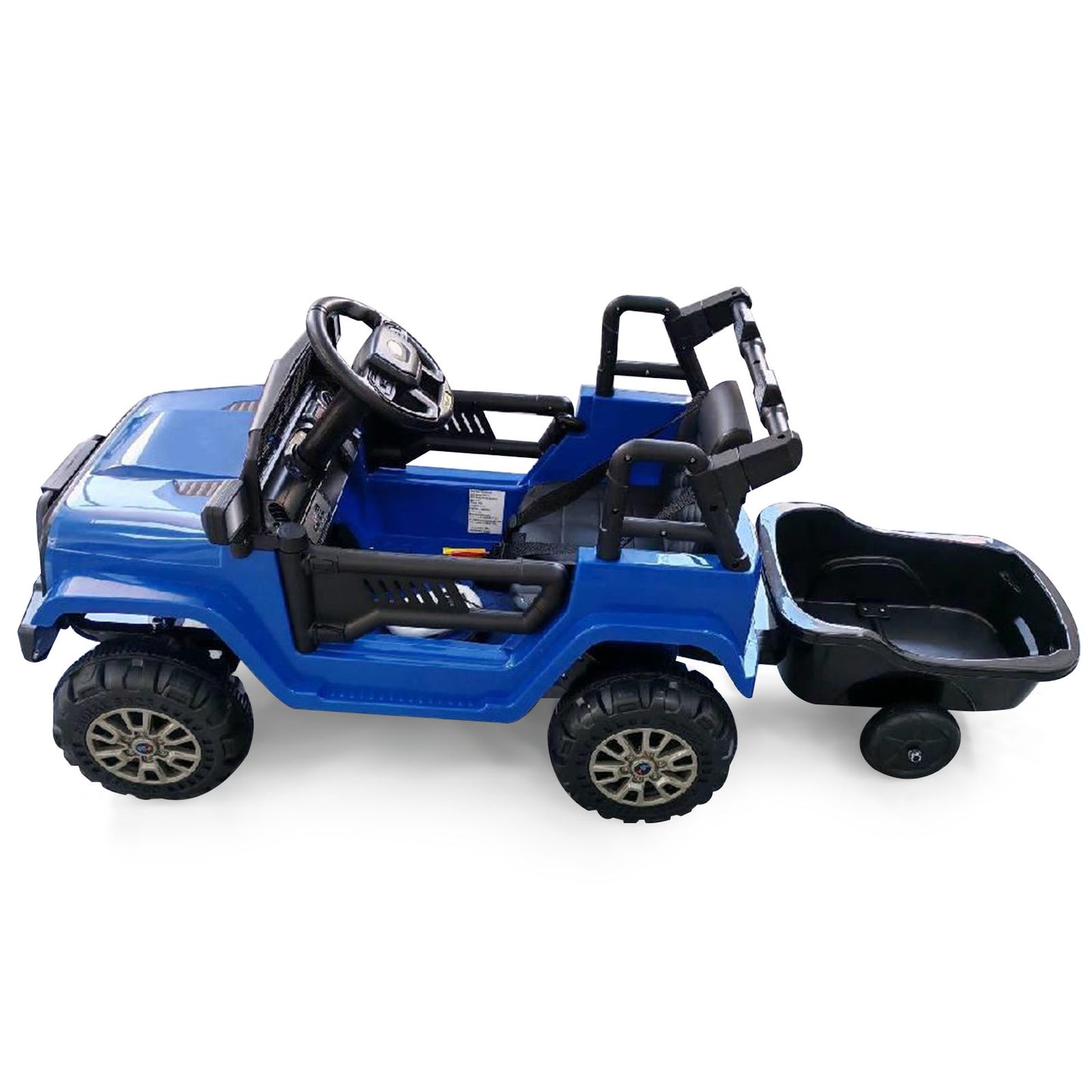 Kids Ride On UTV Car with Detachable Trailer 12V Battery Powered Ride On Truck-Black