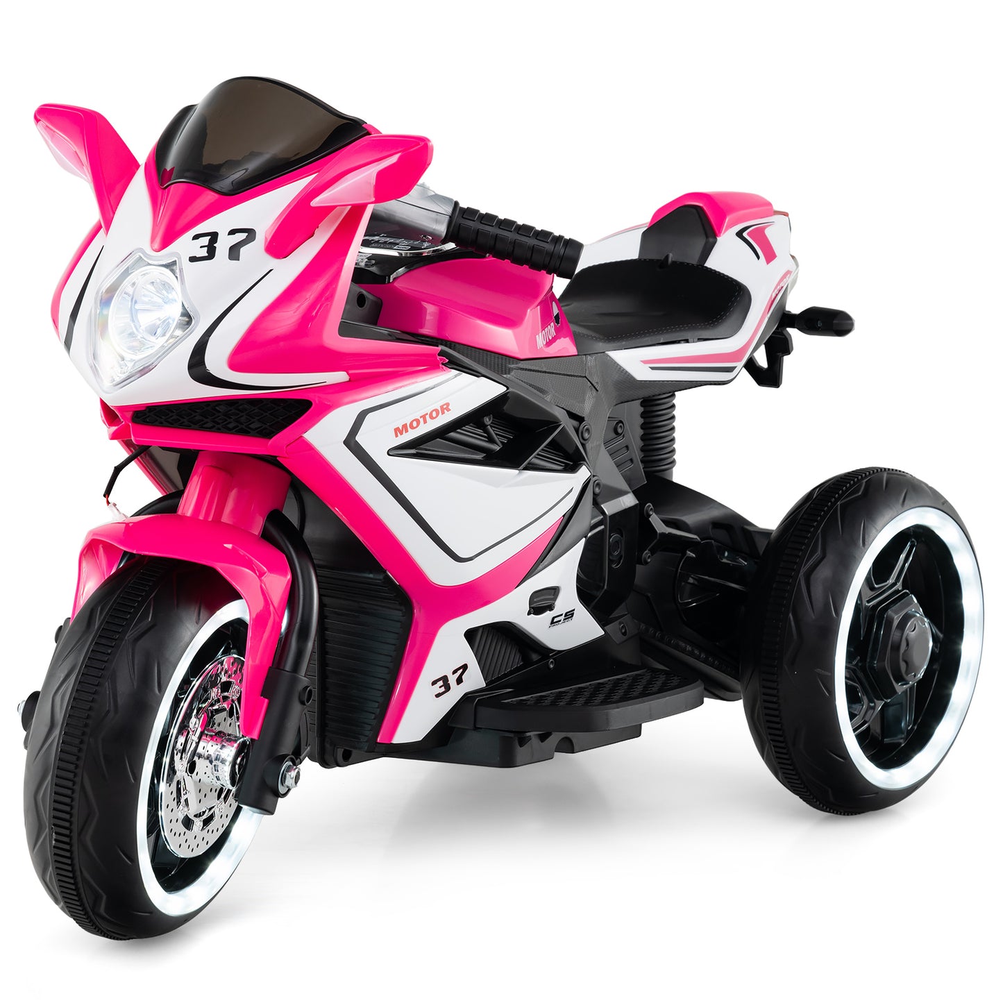 Kids Ride on Motorcycle 6V Battery Powered Mini Electric Motorbike with LED Lights-Black