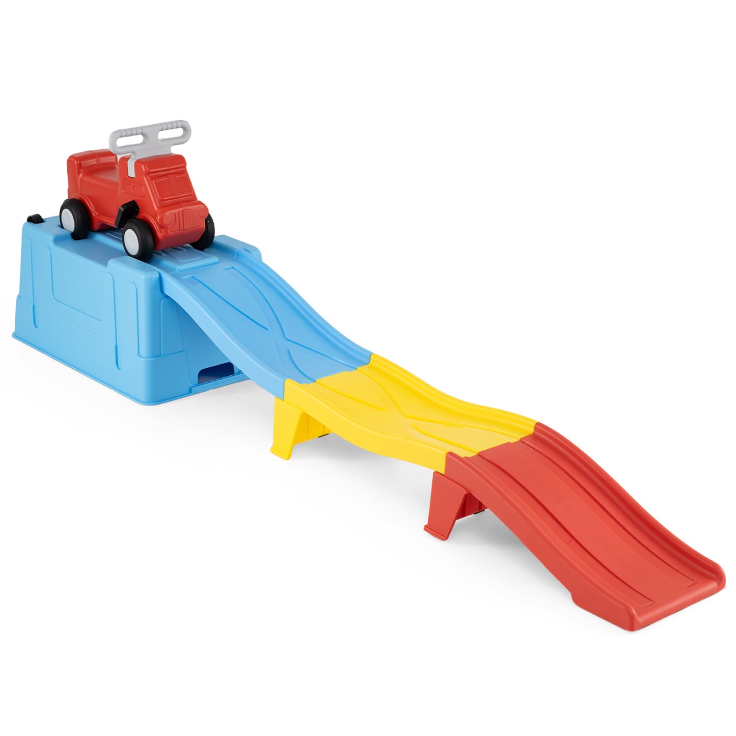 Kids Ride on Toy with Storage Box and Downhill Race Tracks-Multicolor