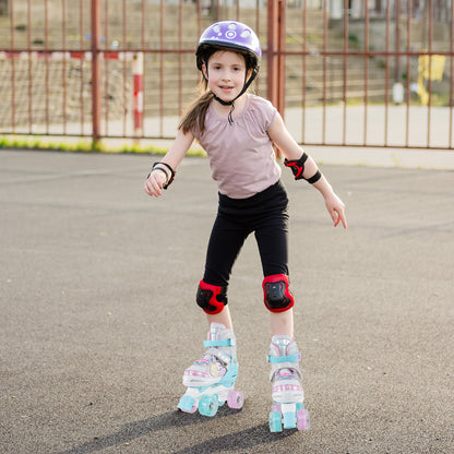 Kids Roller Skates 4 Sizes Adjustable Quad Skates with Light-up Wheels-Navy