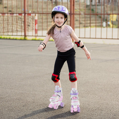 Kids Roller Skates 4 Sizes Adjustable Quad Skates with Light-up Wheels-Navy