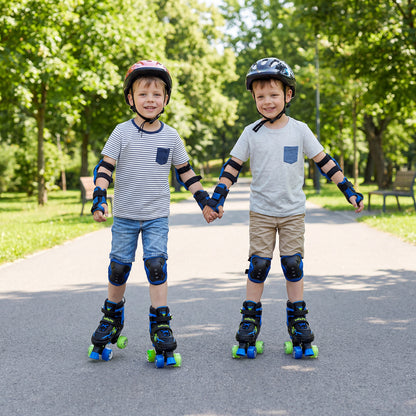 Kids Roller Skates for Girls Boys 4 Sizes Adjustable Quad Skates with Light-up Wheels-Black