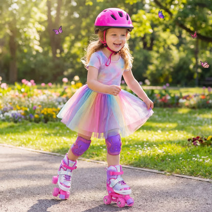 Kids Roller Skates for Toddlers Ages 5-7 with 4 Light-up Wheels-Blue