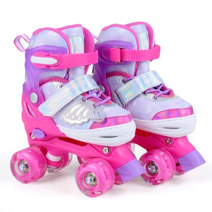 Kids Roller Skates for Toddlers Ages 5-7 with 4 Light-up Wheels-Blue