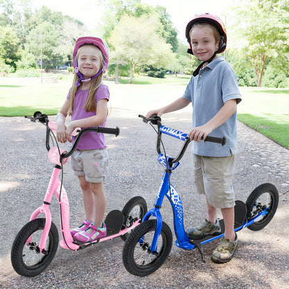 Kids Scooter Youth Kick Scooter with Adjustable Height Handlebar 12-Inch Inflatable Wheels-Navy