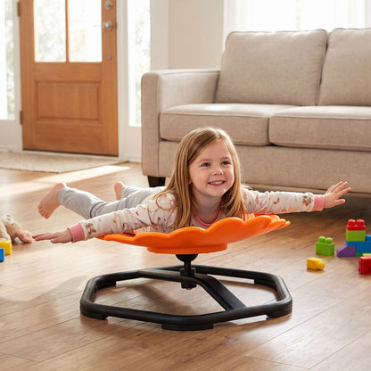 Kids Sensory Swivel Chair with Sunflower Shape 360° Spinning Chair for Toddlers-Blue