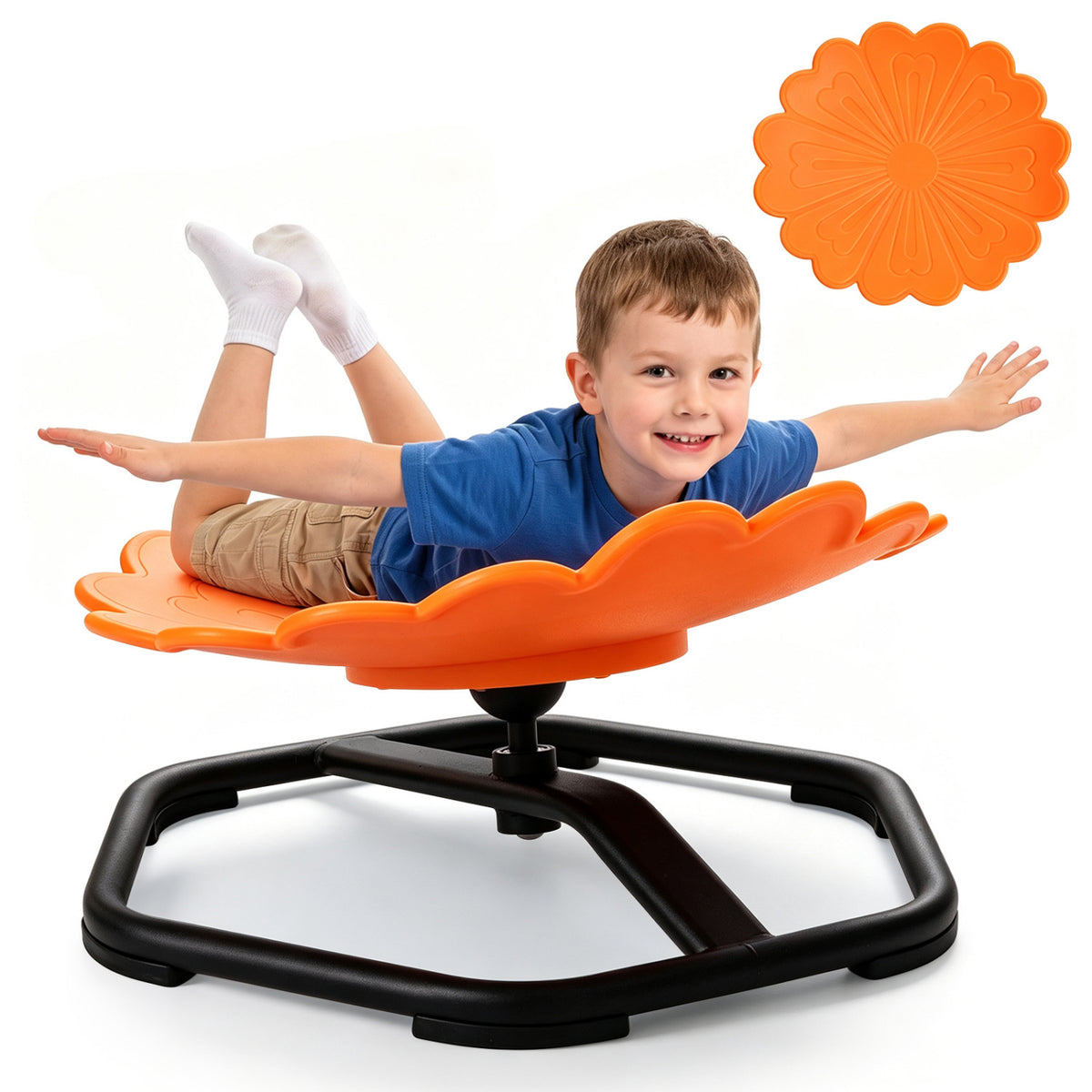 Kids Sensory Swivel Chair with Sunflower Shape 360° Spinning Chair for Toddlers-Blue