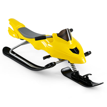 Kids Snow Racer Sled with Brakes & Tow Ropes and Steering Handle for Winter-Blue