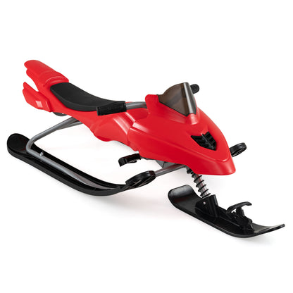Kids Snow Racer Sled with Brakes & Tow Ropes and Steering Handle for Winter-Blue