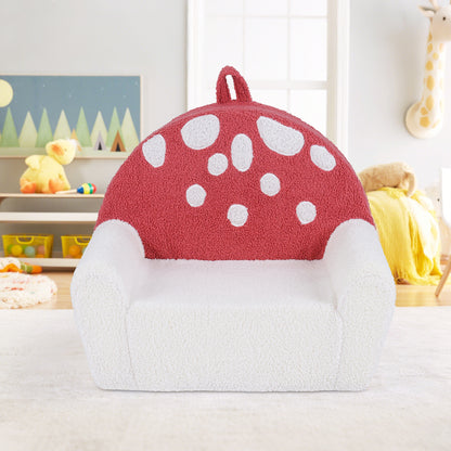 Kids Sofa Toddler Foam Couch with Soft Fleece Fabric Cover-Beige & Red