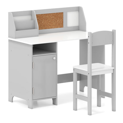 Kids Table and Chair Set with Bookshelf and Cabinet Study Table for Bedroom-Blue