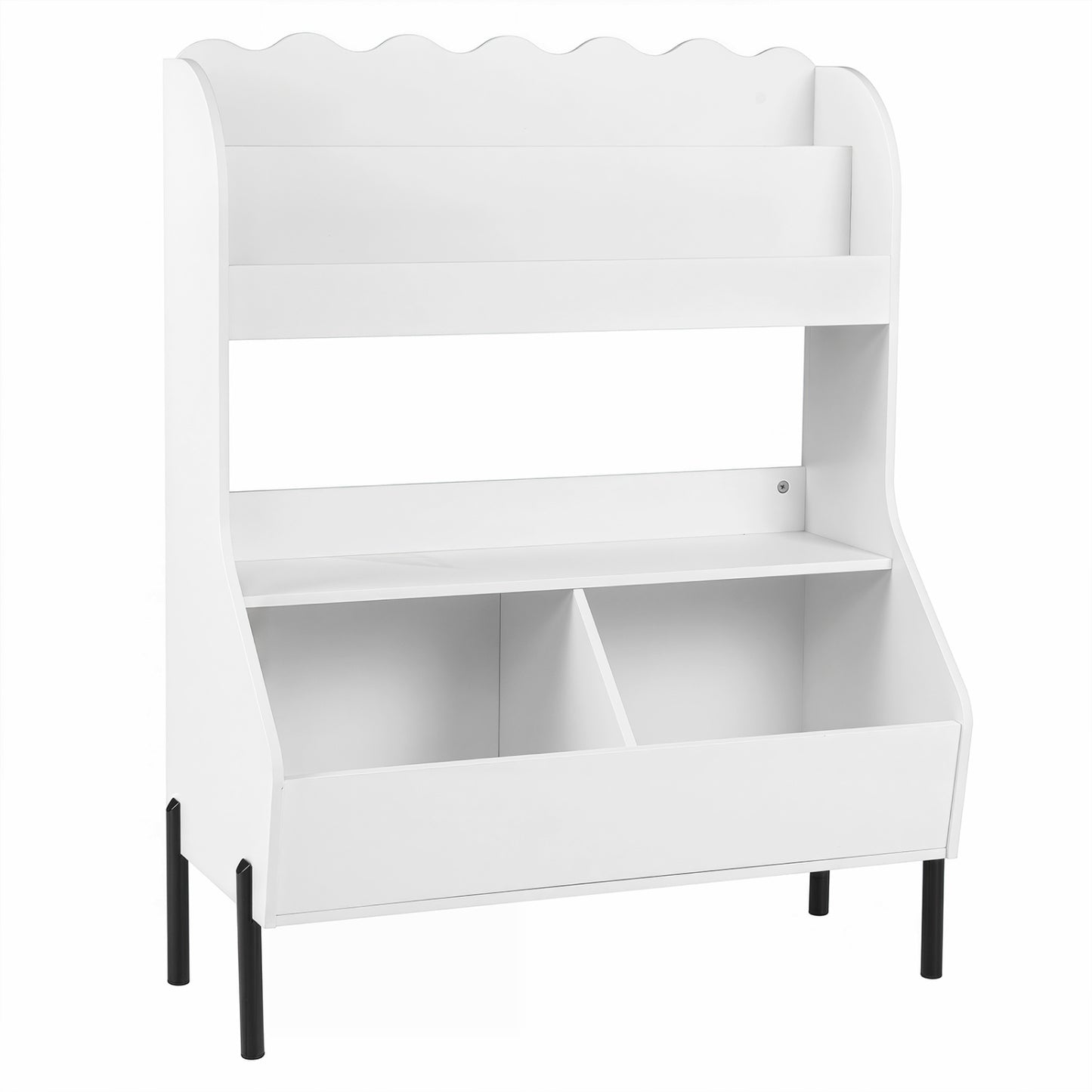 Kids Toy Storage Organizer Wooden Montessori Bookshelf with 2 Storage Bins-Natural