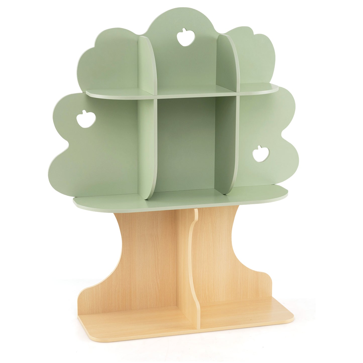Kids Tree Bookshelf 45" Tall Freestanding Bookcase with Open Shelves-Green