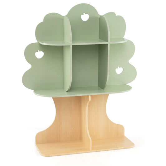 Kids Tree Bookshelf 45" Tall Freestanding Bookcase with Open Shelves-Green