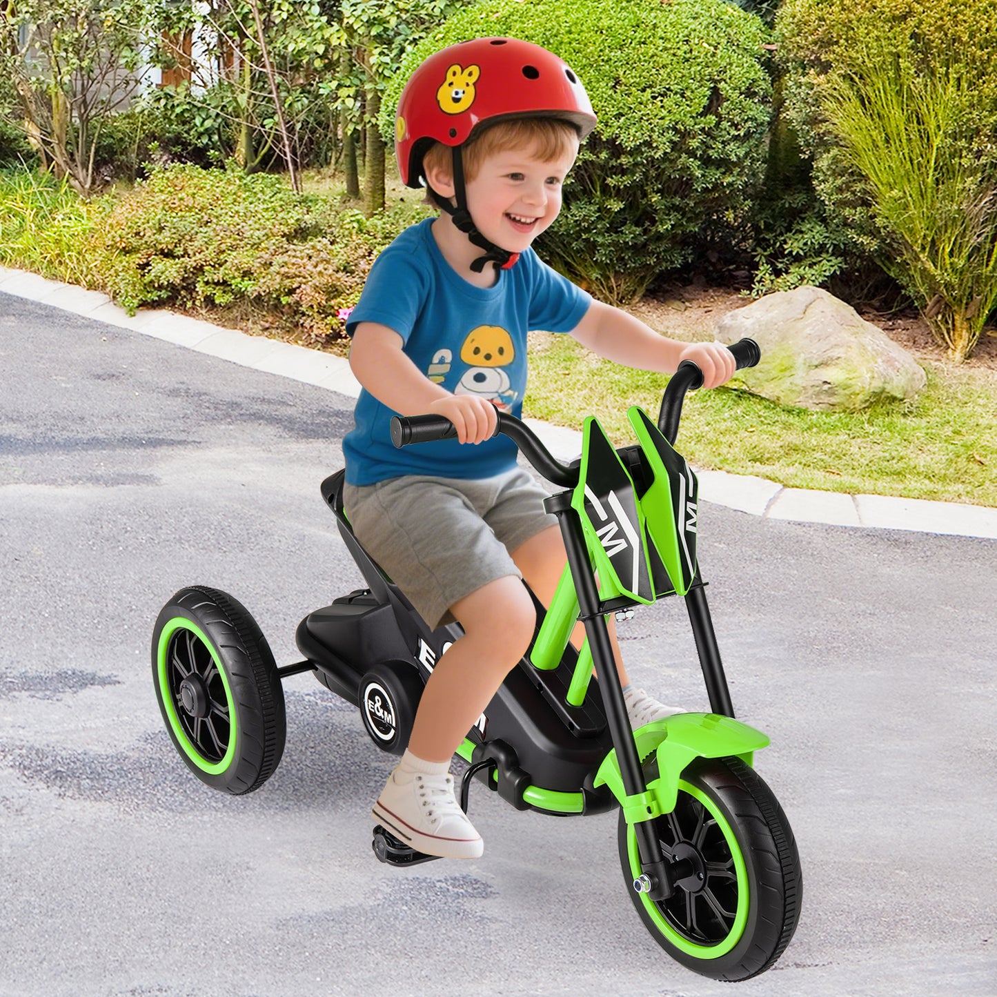 Kids Tricycle 3-Wheel Toddler Bike with Foot Pedals Forward Backward-Green