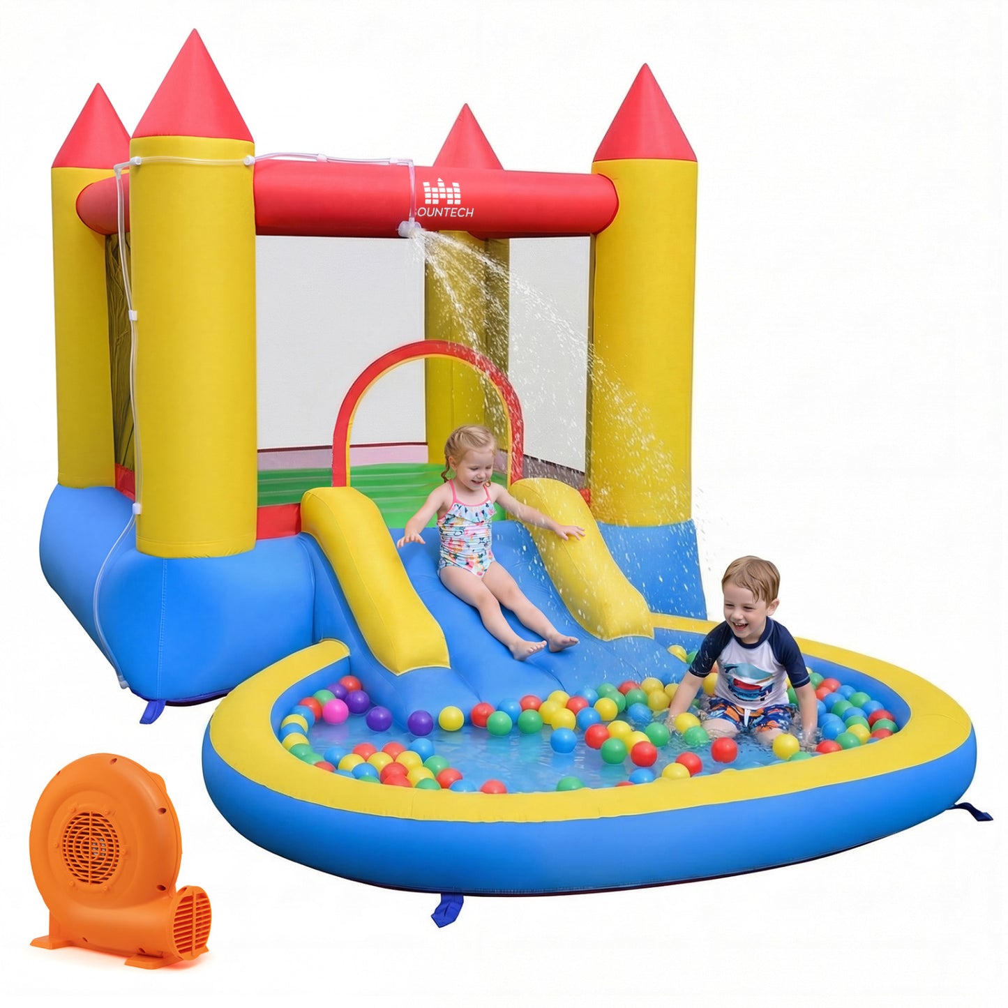 Kids Water Park Wet Dry with Splash Pool and 380W Blower