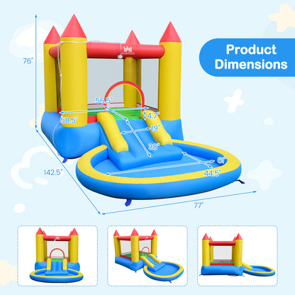 Kids Water Park Wet Dry with Splash Pool and 380W Blower