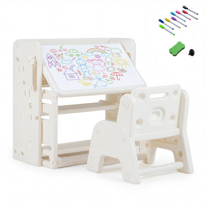 White kids' writing desk and chair set with side bookshelves, designed for toddlers and kids, by Wilsons Home Store.