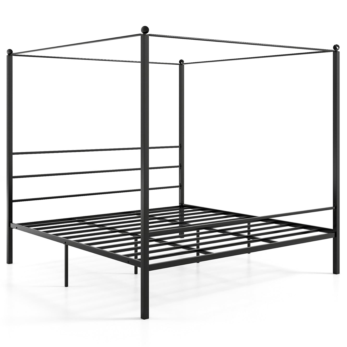 King Size Metal Canopy Bed Frame with Slat Support