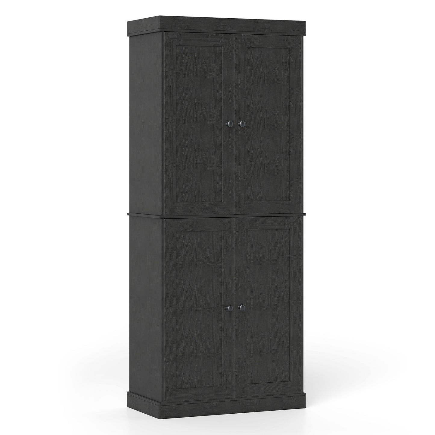 Kitchen Pantry Cabinet with 2 Adjustable Shelves and Anti-Tipping Kits for Living Room-Black