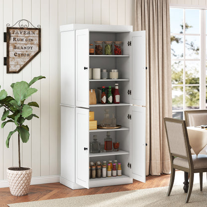 Kitchen Pantry Cabinet with 2 Adjustable Shelves and Anti-Tipping Kits for Living Room-Black