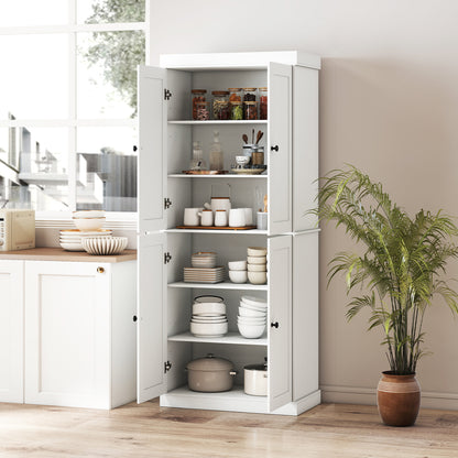 Kitchen Pantry Cabinet with 2 Adjustable Shelves and Anti-Tipping Kits for Living Room-Black