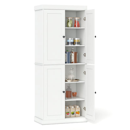 Kitchen Pantry Cabinet with 2 Adjustable Shelves and Anti-Tipping Kits for Living Room-Black
