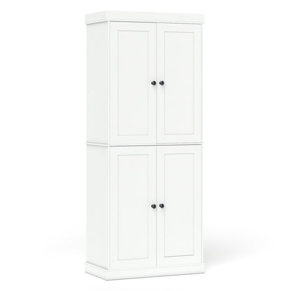 Kitchen Pantry Cabinet with 2 Adjustable Shelves and Anti-Tipping Kits for Living Room-Black