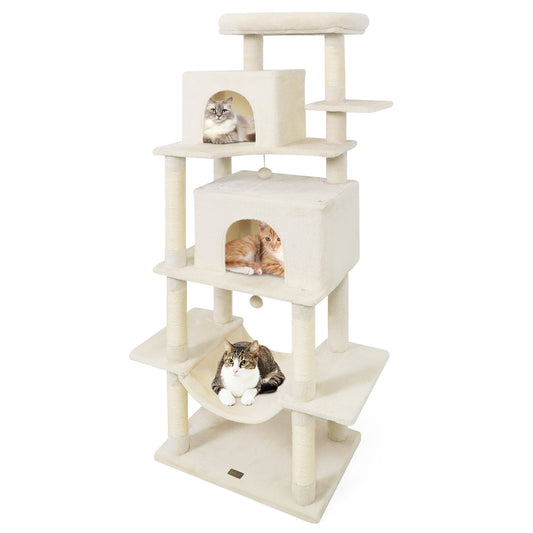Large Cat Tree for Indoor Cats 70" Tall Cat Tower-Beige