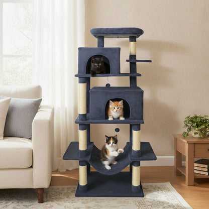 Large Cat Tree for Indoor Cats 70" Tall Cat Tower-Beige
