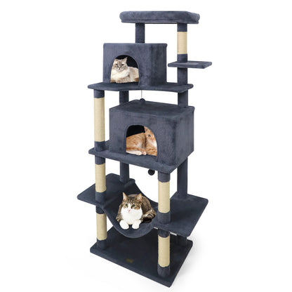 Large Cat Tree for Indoor Cats 70" Tall Cat Tower-Beige