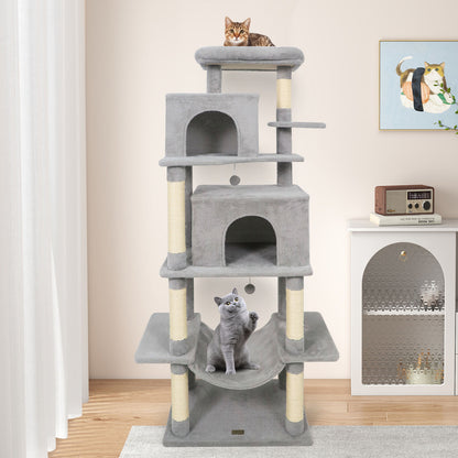Large Cat Tree for Indoor Cats 70" Tall Cat Tower-Beige