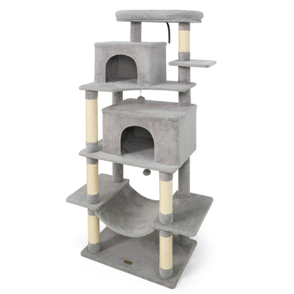 Large Cat Tree for Indoor Cats 70" Tall Cat Tower-Beige