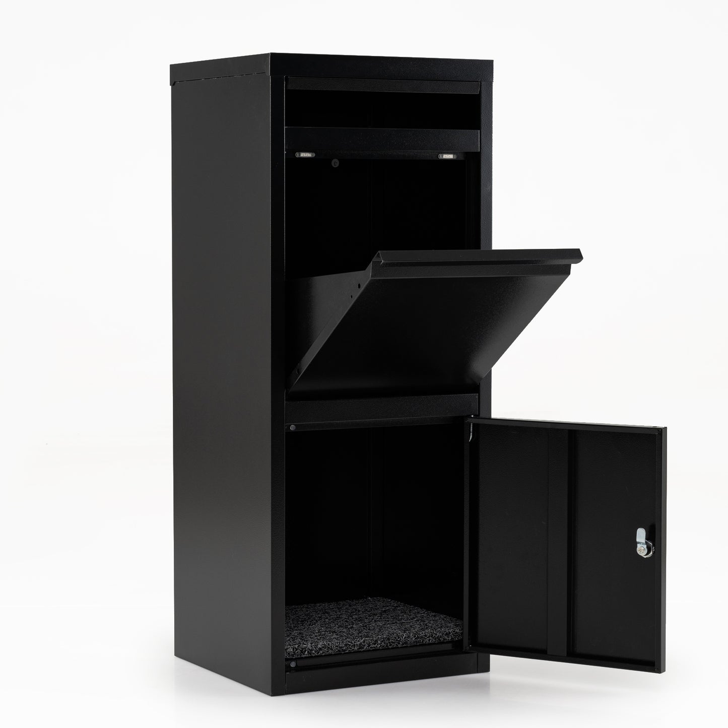 Large Galvanized Package Delivery Box for Outside with Anti-Theft Design-Black