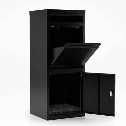 Large Galvanized Package Delivery Box for Outside with Anti-Theft Design-Black