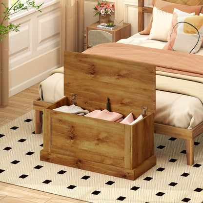 Large Storage Chest with Safety Metal Hinge-Oak