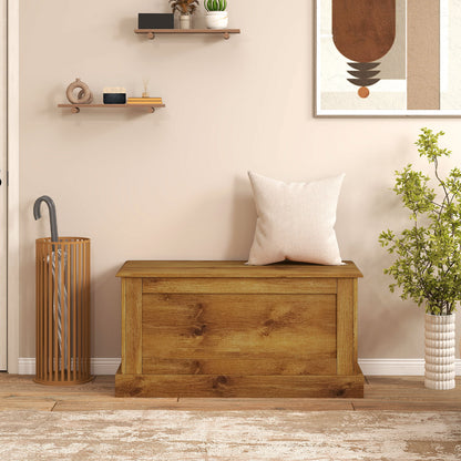 Large Storage Chest with Safety Metal Hinge-Oak