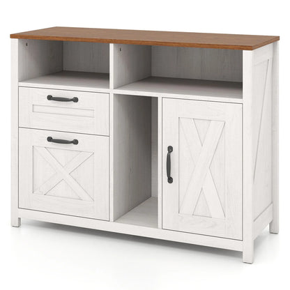 Black lateral file cabinet with two drawers and a single-door cabinet, designed for letter and A4 documents, by Wilsons Home Store.