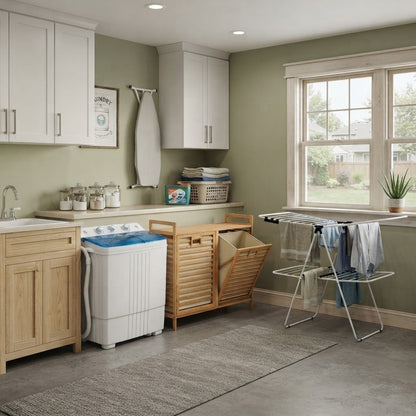 Laundry Care Bundle with Washing Machine Laundry Hamper and Foldable Drying Rack